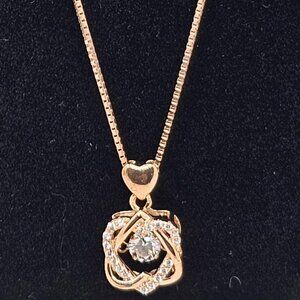 Elegant Gold Heart Pendant Necklace with Crystal Accent